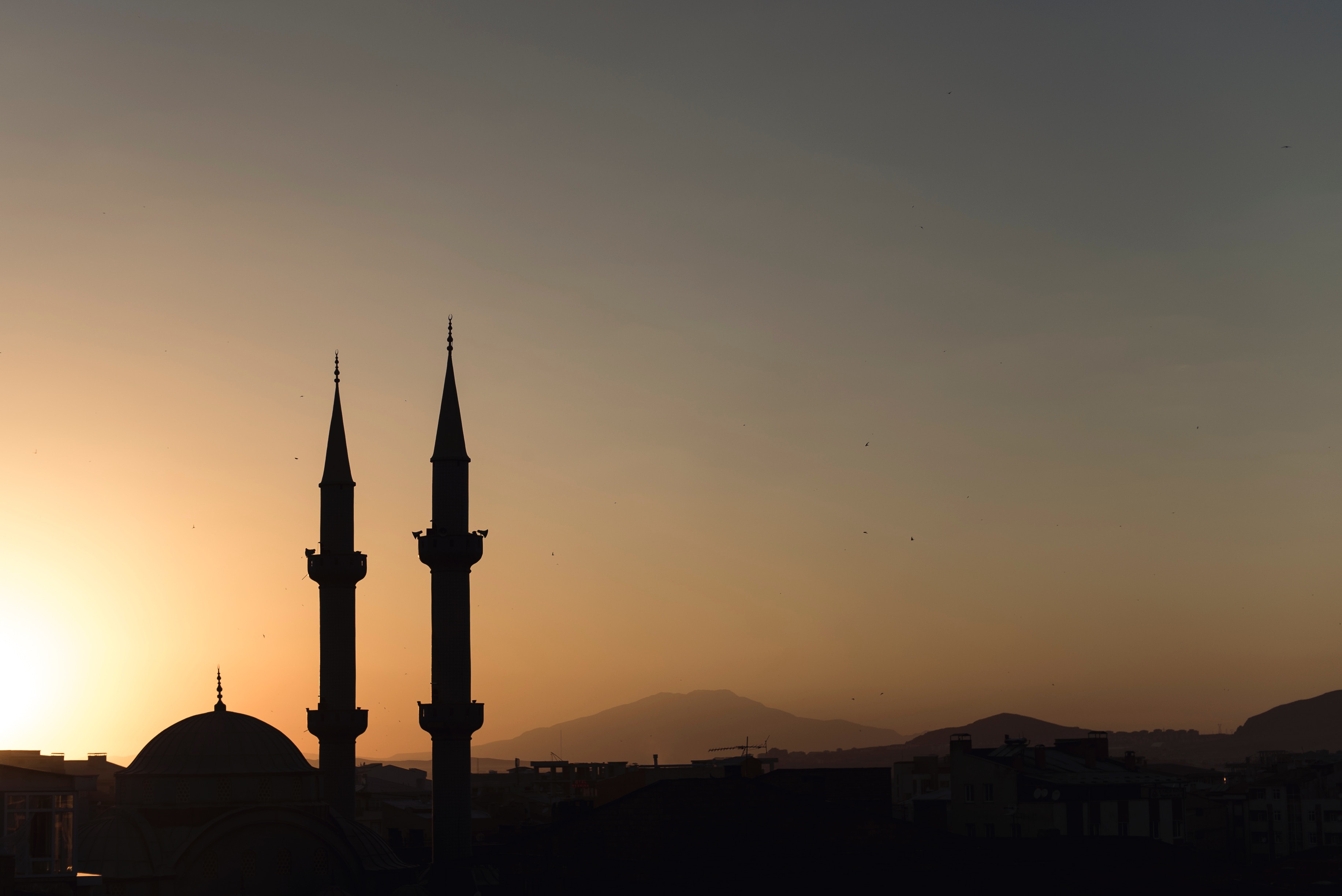 Sunset over dome and minarets
